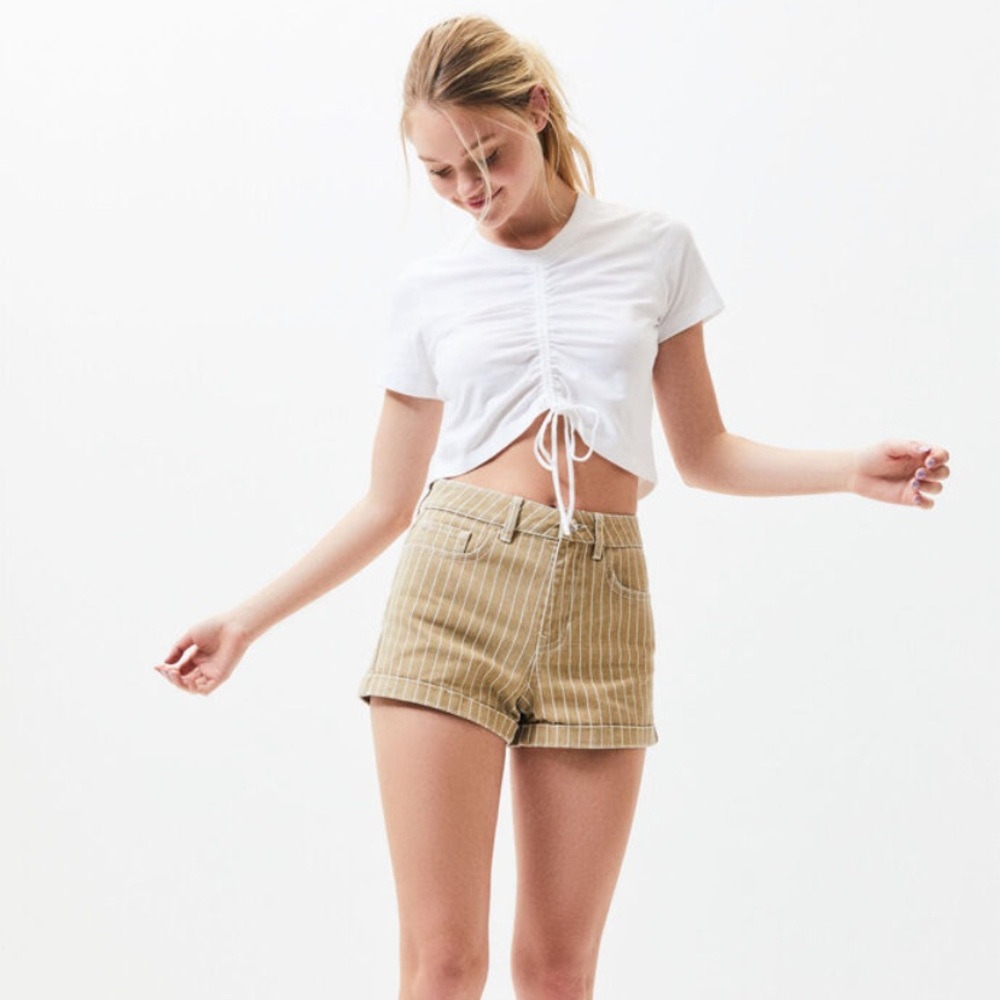 PacSun Khaki Salem Denim Mom Shorts